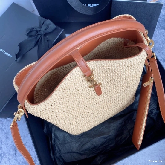 bucket bag-20*25*16CM Le 37 YSL leather-trimmed raffia 0717